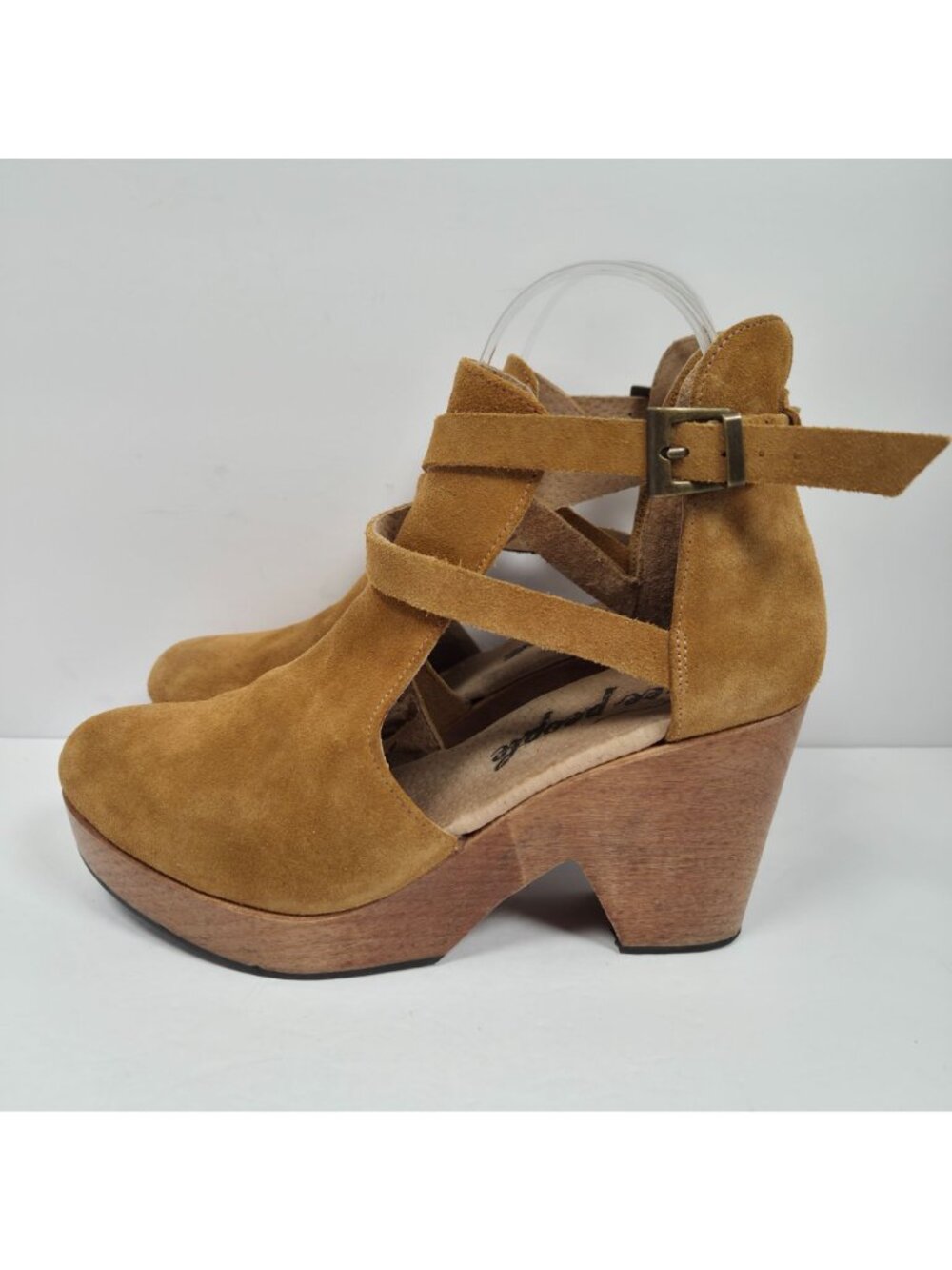 Free People Cedar Clog Women's Taupe Chunky Platform Heels US Size 9 EU 39 - Picture 2 of 10